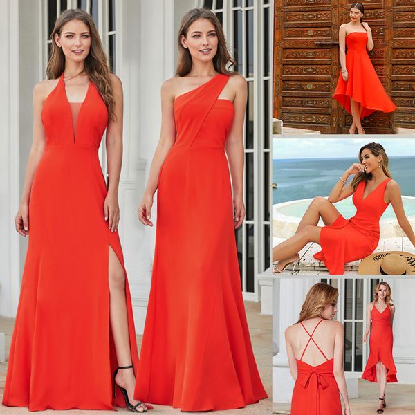 

new fashion women dress a-line v-neck sleeveless side split maxi dress orange long party dress vestidos de festa 2019, Black;gray