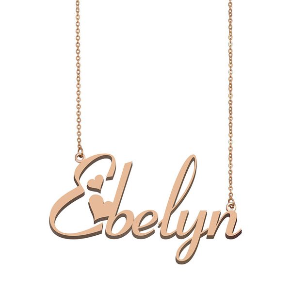 

ebelyn name necklace pendant for women girls birthday gift custom nameplate kids friends jewelry 18k gold plated stainless steel, Silver