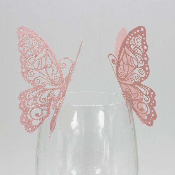 

100pcs butterfly glass name card decor decals diy pink iridescent paper
