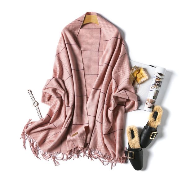

England Plover Grid Imitate Cashmere Scarf Keep Warm Scarf Thickening Tassels Decoration Long Fund Shawl