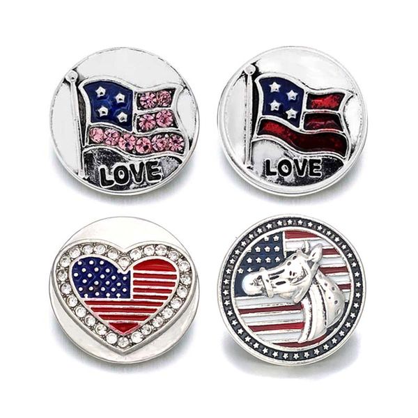 

new us flag 016 crystal 3d 18mm metal snap button for bracelet necklace interchangeable jewelry women accessorie findings