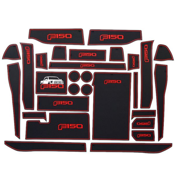 

for f-150 2015 2016 custom fit cup holder door liner accessories red trim