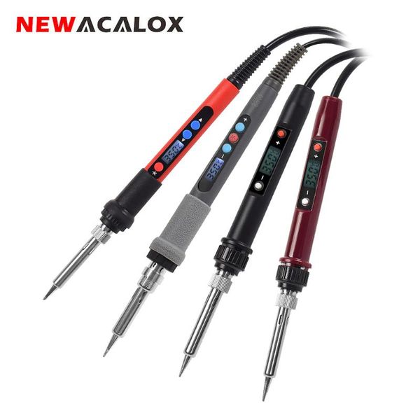 

newacalox 60w/80w/90w 110v/220v digital soldering iron eu/us temperature adjustable welding gun lead-mini soldering station