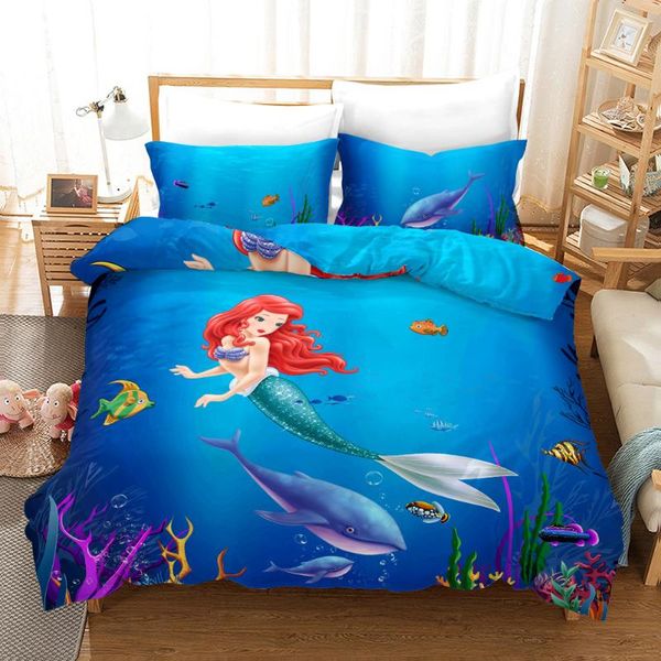 

3d mermaid печати пододеяльник пододеяльники наволочки one piece утешитель постельного белья постельного белья постельное белье 03