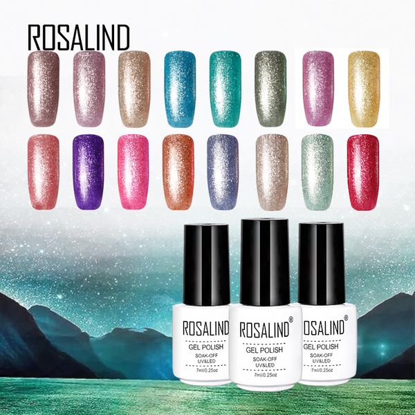 

rosalind 1pcs 7ml platinum nail gel polish shimmer semi permanent gel vernis 24 color choice flavorless uv curable nail polish
