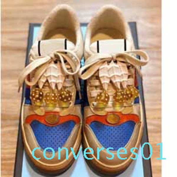 

mens distressed sneakers classic fashion luxury designer dirty lace up canvas trimmed leather sneakers womens casual dirty trainers co01, Black