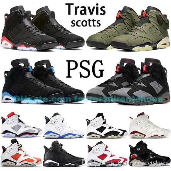 

factory direct travis scotts black infrared 6 6s basketball shoes mens psg oreo wheat cny flint sport blue black cat jumpman sneakers