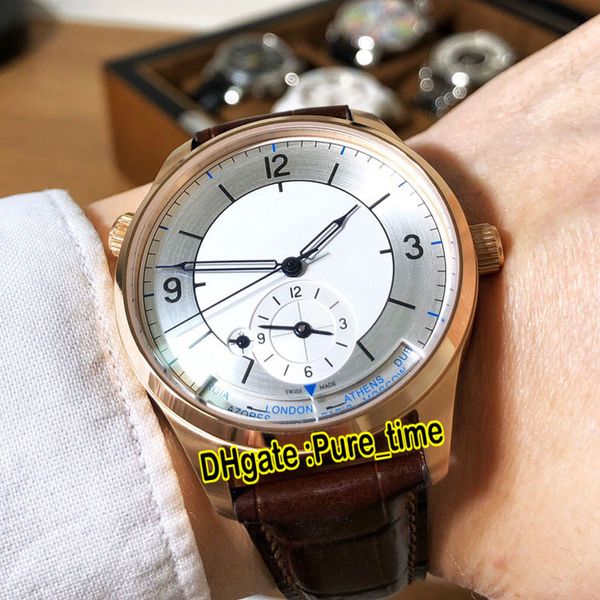 

new master control master geographic 1428530 q1428530 white dial automatic mens watch rose gold case brown leather strap watches pure_time, Slivery;brown