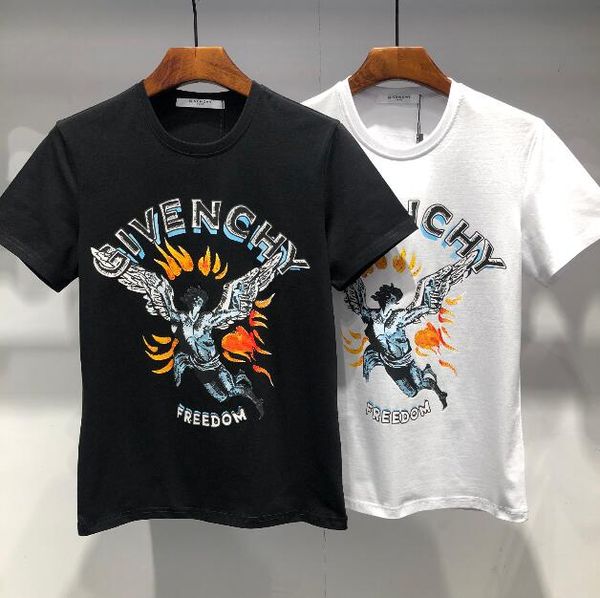 

Summer fa hion de igner brand give men clothing europe pari t hirt freedom tar fire print t hirt tee cotton ca ual women t hirt