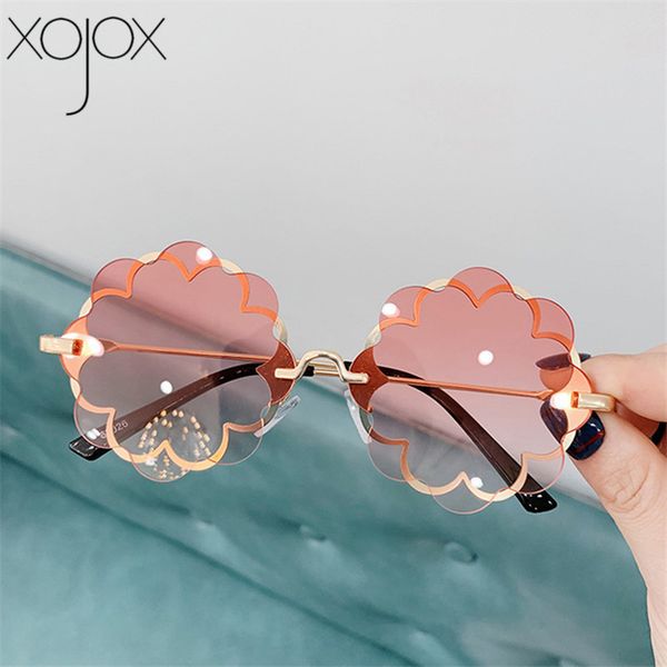

xojox fashion kids rimless sunglasses flower frame girls sun glasses glasses children outdoor goggles cute style party eyewear, White;black