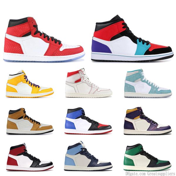 

2019 men basketball shoes 1s high fearless unc obsidian gym red bred toe court purple 1 mens fashion athletic sports sneakers
