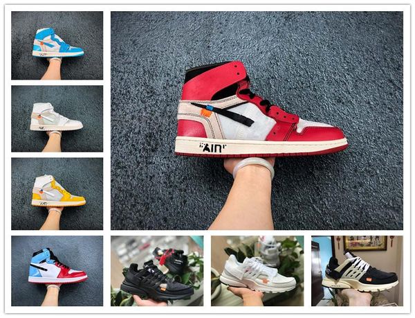 

promotion 2020 new 1 high og chicago basketball shoes retroes bred unc green red toe men's women presto v2 trainer designer sneaker, Black