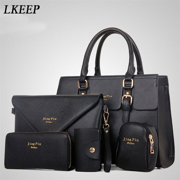 

women fashion 5 piece set handbag purse set classic messenger bag imitation leather shoulder bag 6 colors ladies pu