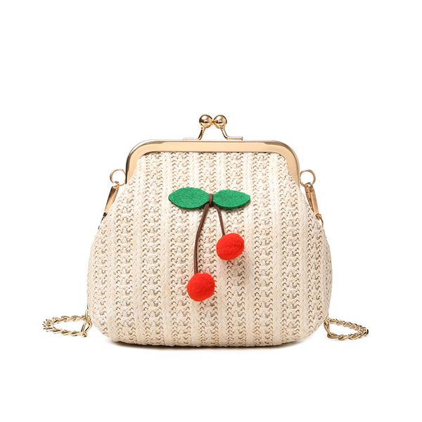 

small straw bucket bags for women 2020 summer crossbody bags lady travel purses cherry handbags female shoulder messenger