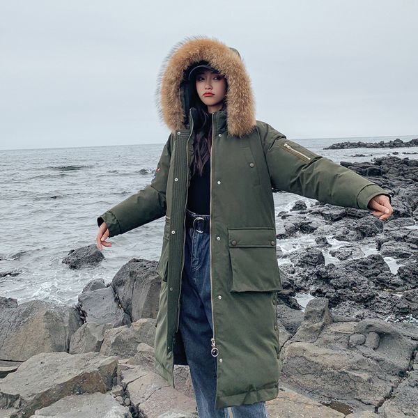 

plus size winter jackets women coats big fur collar hooded down jacket warm long parka women thicken cotton jackets 2019 new y190926, Black;white