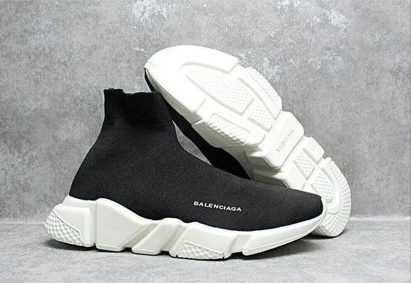 

casual shoes flat balenciaga fashion sock women new slip-on elastic cloth speed trainer men sports shoes outdoors 36-45, Black