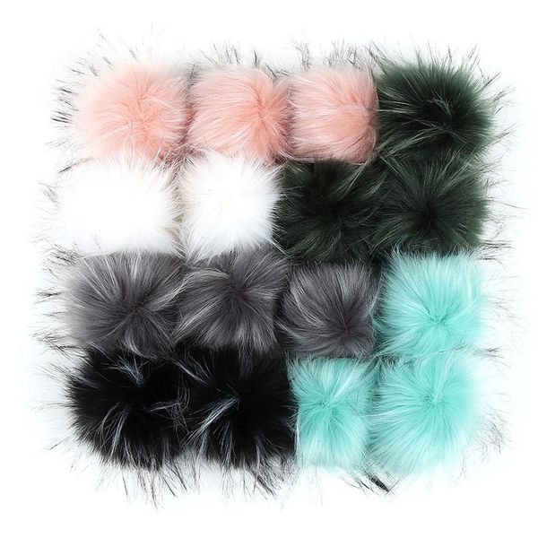 

16pcs/set diy detachable artificial hairball faux fur pom pom ball wholesale hats beanies caps shoes bags accessories multicolor, Black
