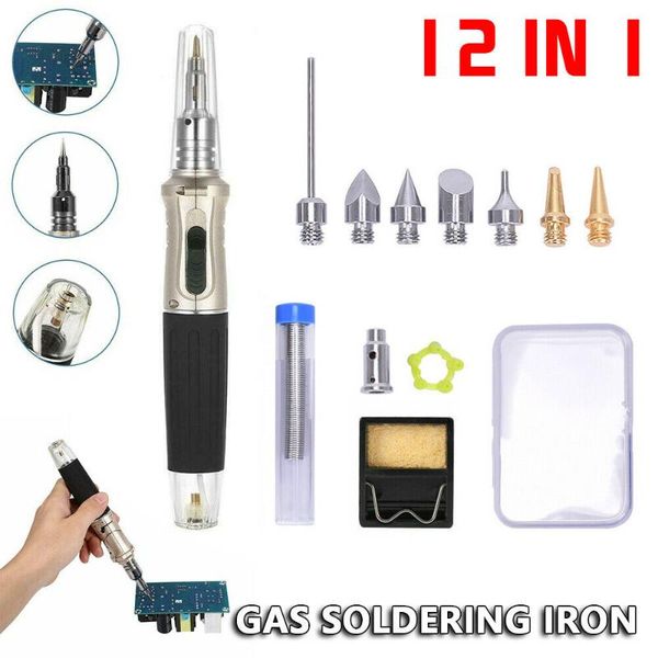 

12 in 1 soldering iron kit professional 1300 celsius butane gas welding soldering irons auto ignition torch cordless welding pen