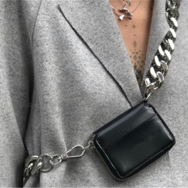 

mini leather designer shoulder bag women thick chain pockets diagonal cross coin chest ins super fire luxury small bag female