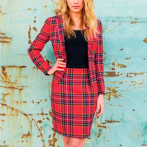 

2019 autumn winter christmas 2 pieces set women business blazers & skirt suit christmas printed lady office casual skirt suits, White;black