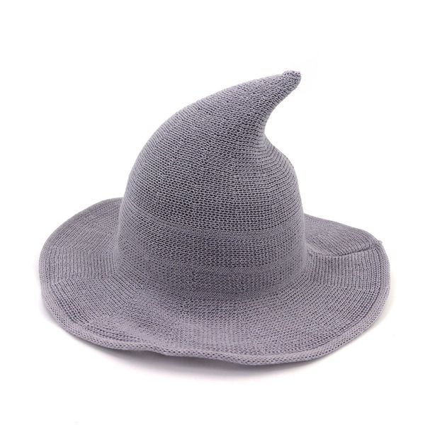 

maxi factory direct sales dhl shipping witch hat pointed peaked cotton yarn knit cap foldable basin hat bucket hat, Blue;gray