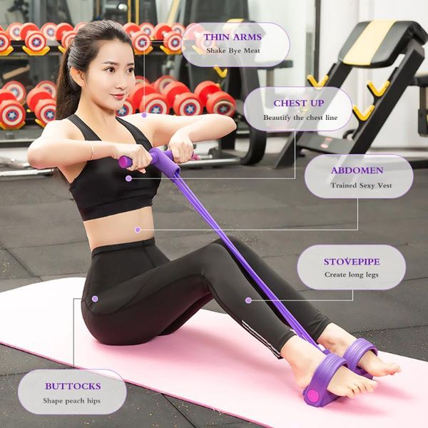 

new 4 tube resistance bands latex pedal exerciser sit-up pull rope expander elastic bands yoga equipment for home gym training