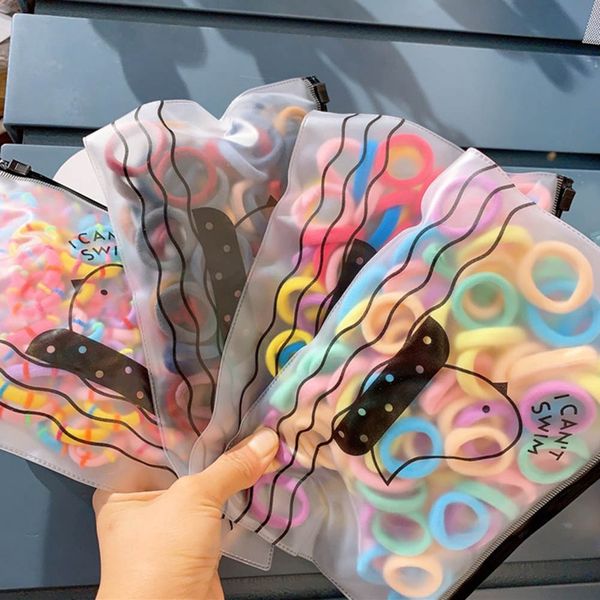 

100pcs/set girls colorful nylon small elastic hair bands children ponytail holder rubber bands headband kids hair accessories, Slivery;white