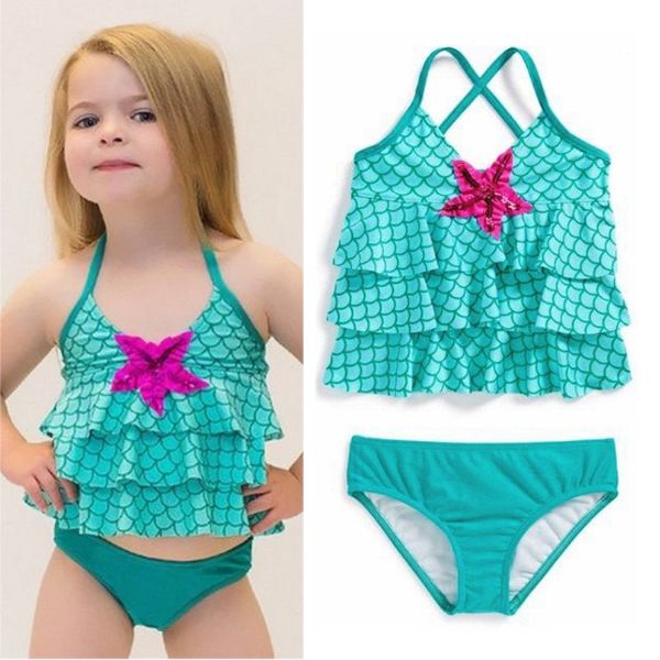 

2-7years children swimwear girls swimwear baby kids biquini infantil sunny swimsuit bikini girl 2017 new summer bathing suit, Blue