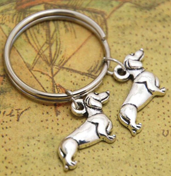 

древняя серебряная такса шарм брелок брелок doxie weenie колбаса собака роскошный дизайнер ювелирных изделий женщины мужчины творческий лучш, Slivery;golden