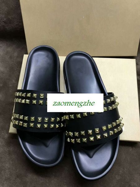 

high-quality donna willow nail slippers designer luxury red bottoms shoes womens rivet junior spikes flat shoes, Black