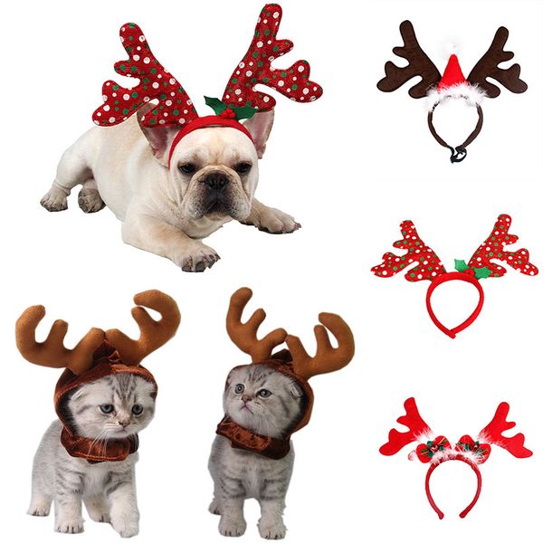 

pet dog pet reindeer headband christmas decoration puppy xmas hat puppy costume accessories dhl ship 5 styles wx9-1640