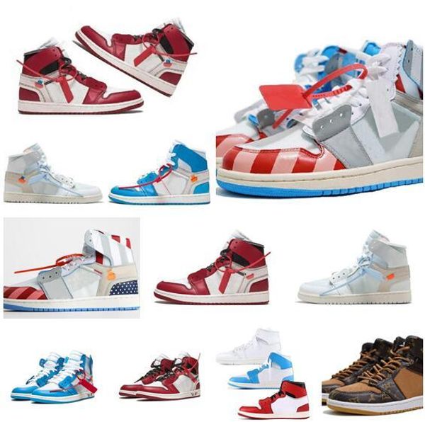 

High Quality 1 White Powder Blue Basketball Shoes For Men 10X Chicago Bred 1s Mens OFF Trainers Athletic Sport Sneakers
