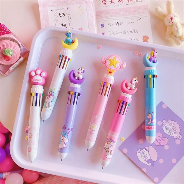

think stationery ballpoint pen school supplier 10 colors convertible cute cartoon student 1 pc, Blue;orange
