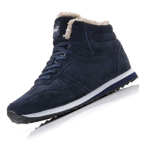 

men boots men winter shoes plus size 35-48 warm ankle botas hombre for leather winter boots shoes plush sneakers mens, Black