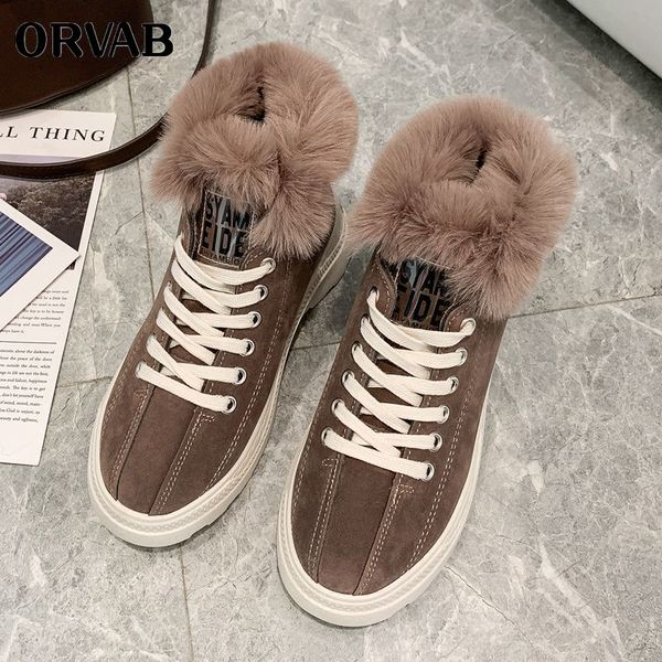 

winter ladies sneakers warm casual shoes warm plush lining comfortable thick soles lace-up shoes ankle boots for women, Black