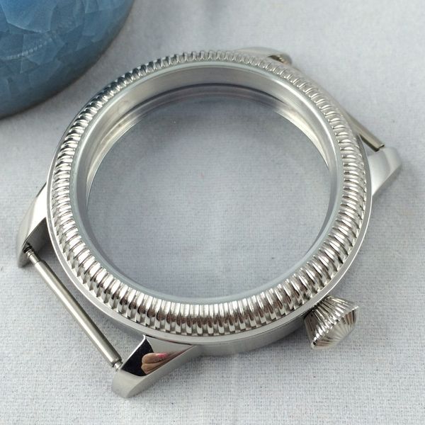 

44mm sterile 316l steel watch case wristwatch shell fit eta 6497/6498 seagull st36 movement