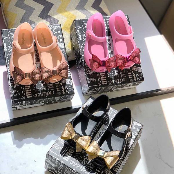 

mini melissa princess bow girls sandals girl jelly shoes beach sandals 2020 baby shoes melissa kids summer, Black;red