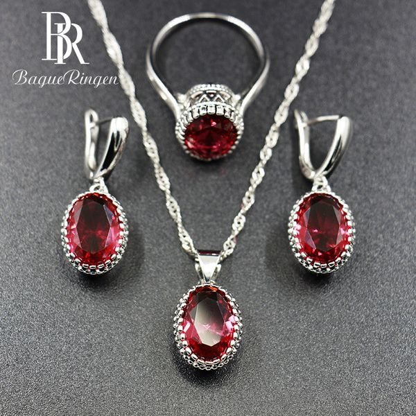 

bague ringen 11 colors choice luxury design silver 925 jewelry sets for women oval shaped gemstones three piece suit banquet cx200623, Slivery;golden