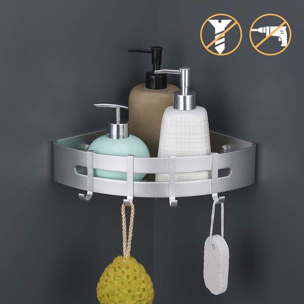 

bathroom corner shelf aluminum adhesive shower racks triangle baskets no drilling wall decoration shelves bathroom accessory