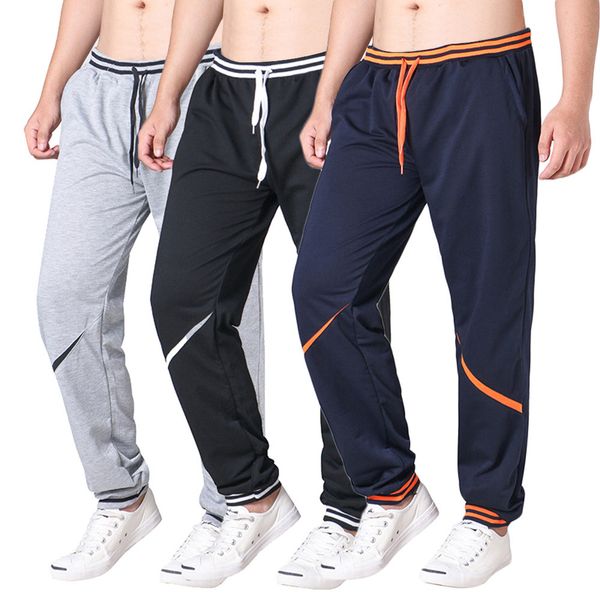 

pants men new fashion drawstring elastic waist joint loose casual sports pant joggers fitness sweat breathable pants c0610, Black