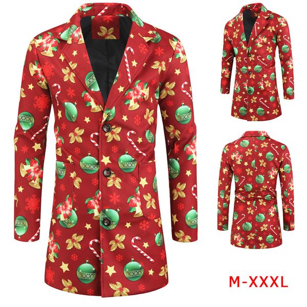 

men's christmas suit matching novelty adults xmas fancy dress -xxxl streetwear windproof overcoat chaqueta de los hombres#3, Tan;black