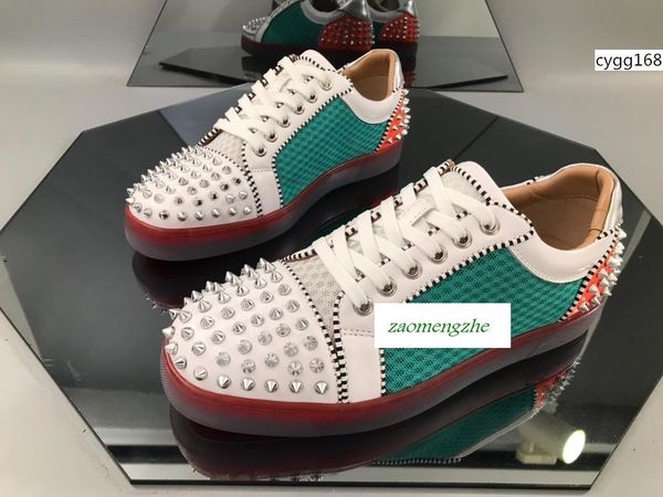 

mutil spikes hip hop studded spikes casual flats red bottom shoes for men and women party designer sneakers lovers genuine leather 1, Black