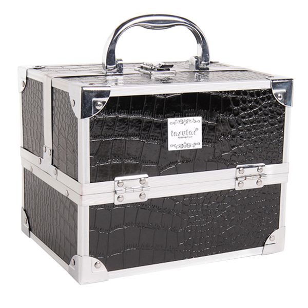 

storage brushes pu large space organizer lipsticks buckle waterproof jewelry cosmetic case box salon makeup with handle travel