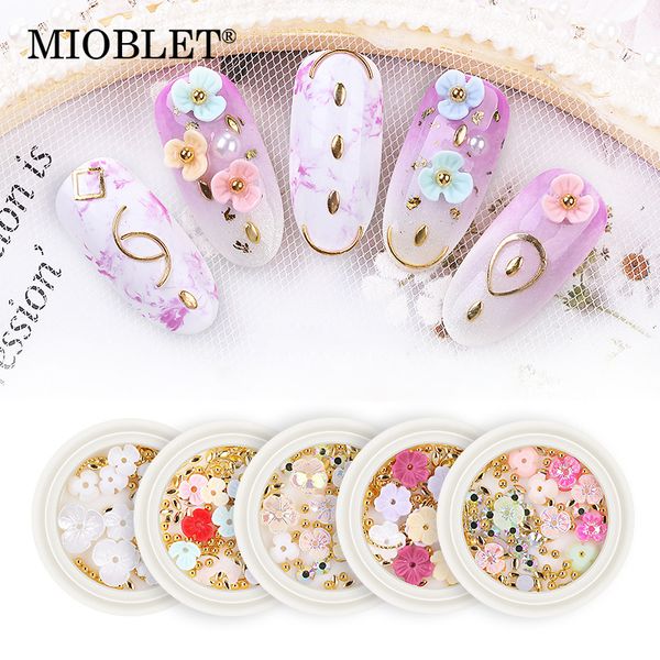 

new arrival 1 box gold rivet 3d nail studs hollow shell flower nail art decorations diy flatback glass rhinestones manicure, Silver;gold