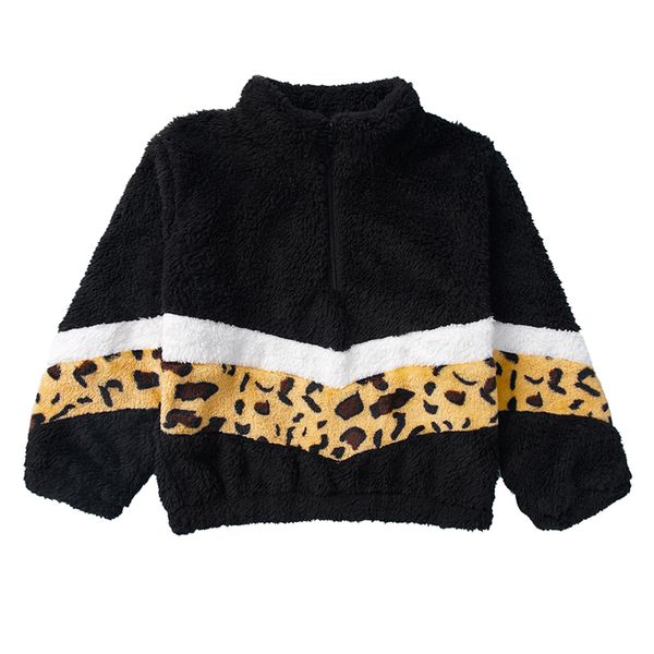 

1pc baby boy girl autumn and winter long sleeve o-neck warm coat leopard patchwork furry outerwear outfits, Blue