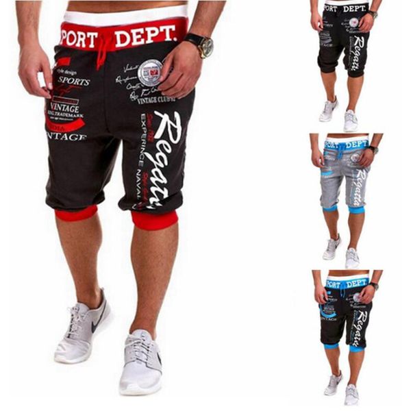 

2020 summer men's pants sports casual letter printing hip-hop guard pants loose cropped, White;black