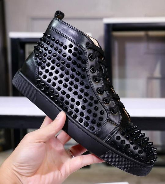 

r red bottoms shoes men women red bottoms heels fashion spikes studded spikes flats sneakers red bottom shoes lll, Black