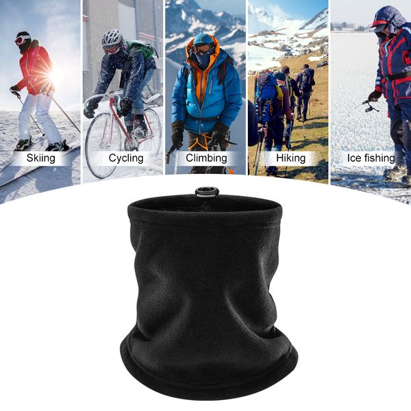 

3-in-1 neck warmer face mask hat skiing scarf neck gaiter winter outdoor sport windproof uv protection gaiter face mask cap, Black