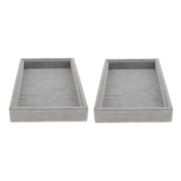 

2x elegant velvet stackable jewelry display tray necklace organizer gray, Black;white