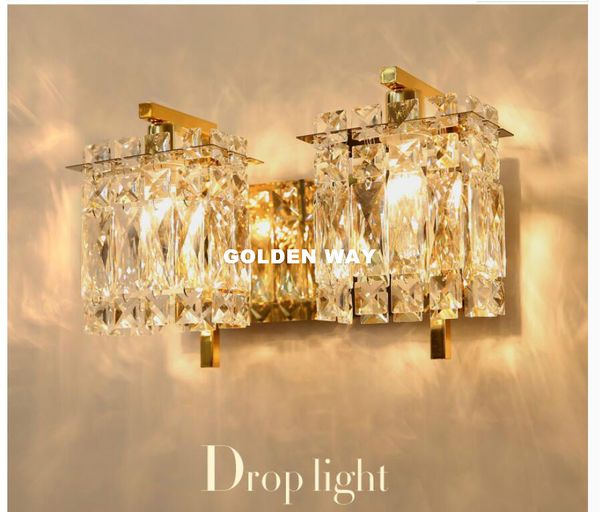 

Современное хрустальное Бра Спальня ночники W16 / 38 / 62см Aisle Коридор Бра Gold / Silver Living Room Home Decora Wall Бра Light